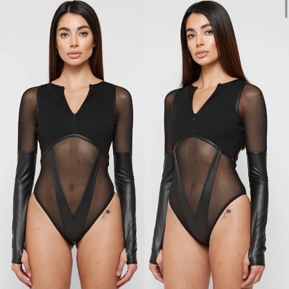 Manière De Voir Vegan Leather Bodysuit